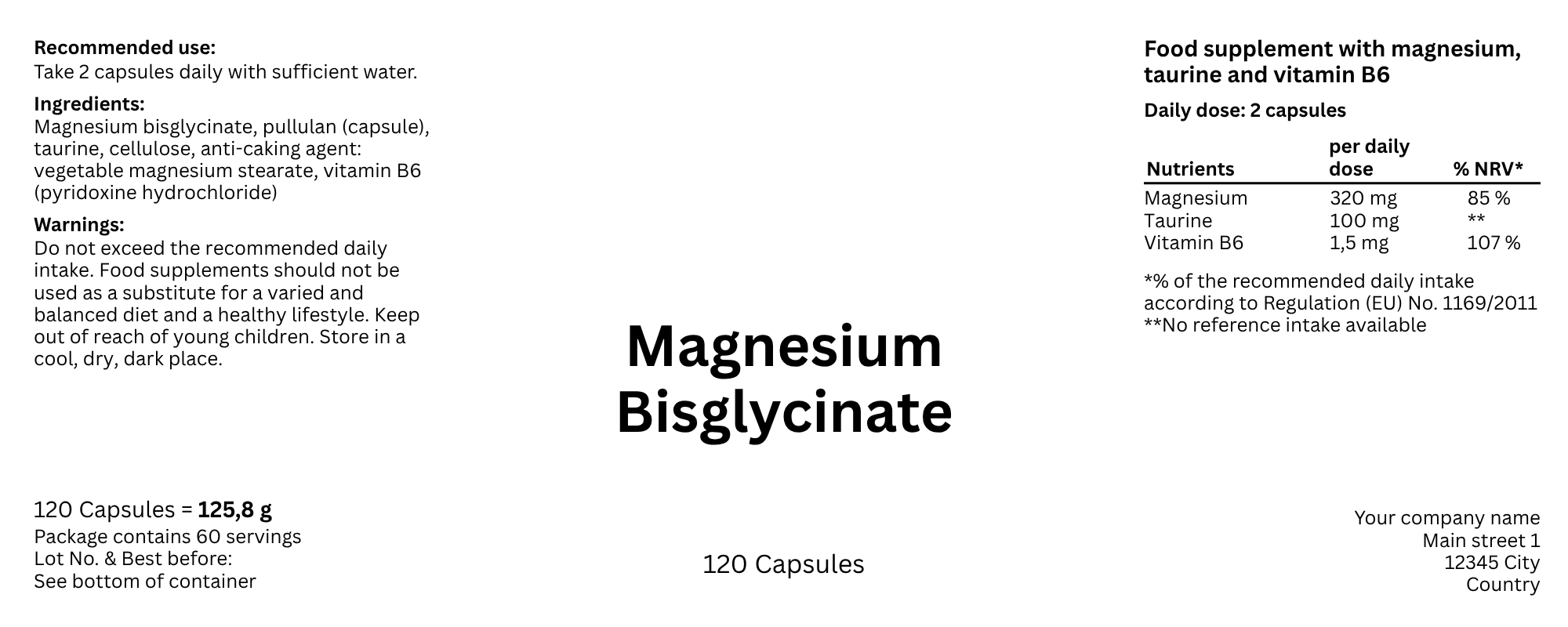 Nedvita Wellness Magnesium Glycinate 400mg 60 Capsules