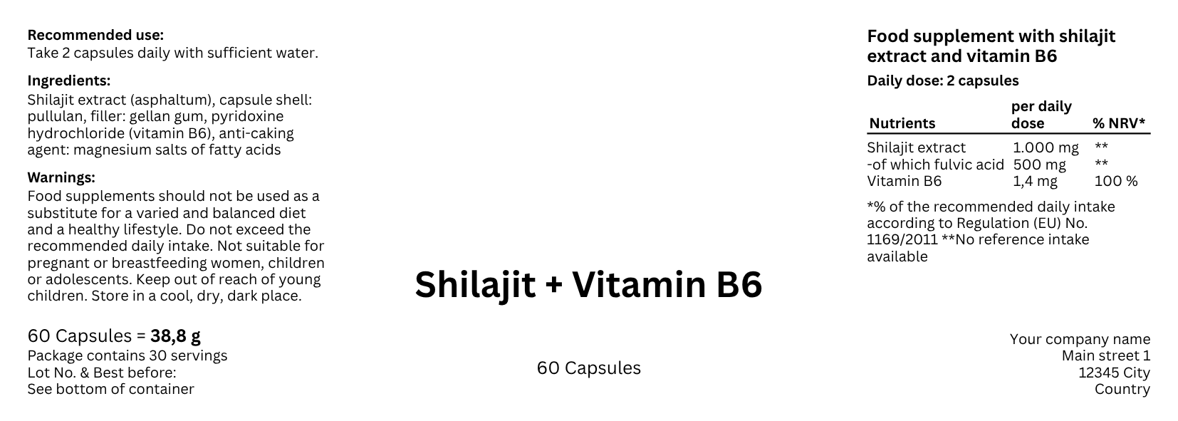 Nedvita Wellness Shilajit + Vitamin B6 60 Capsules