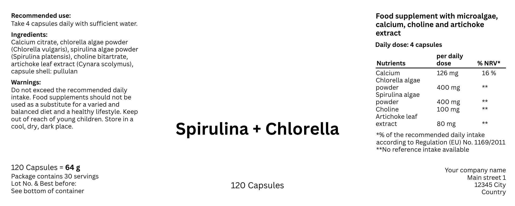 Nedvita Wellness Spirulina + Chlorella 120 Capsules