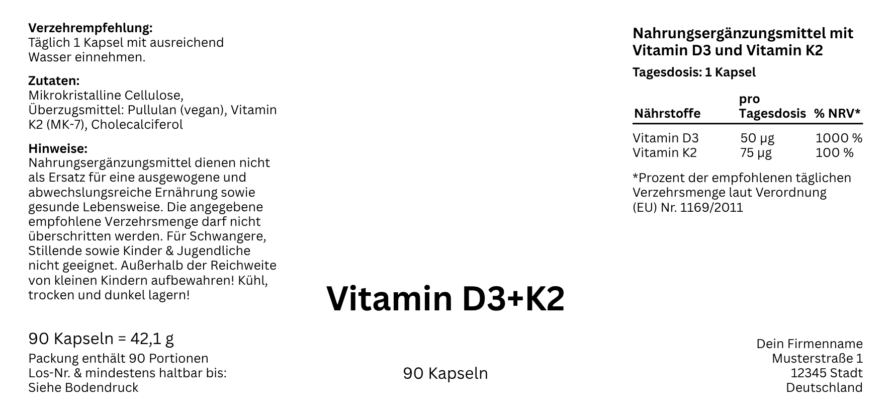 Nedvita Wellness Vitamin D3 + K2 2000IU 60 Capsules