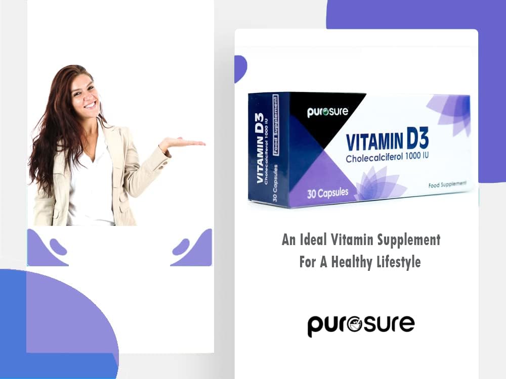 Vitamin D3 1000 IU - 30 Capsules - High Potency, Easy to Swallow Pure Vitamin D Softgel Capsules - Vitamin D3 Supplements Helps Boost Health and Immune System