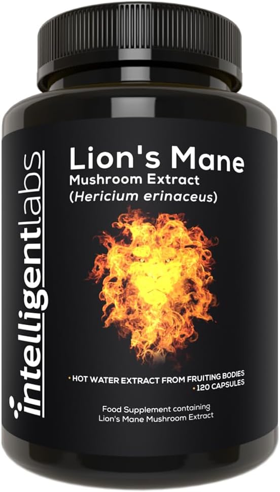 Intelligent Labs Lion’s Mane Mushroom Extract, from the Fruiting Bodies of Hericium Erinaceus, 1000mg per Serving, 120 Capsules, Mycelium and Grain-Free