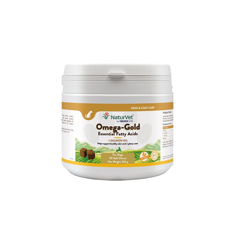 NaturVet Omega Gold Dog Supplements – 90 Chews with Omega-3 & 6