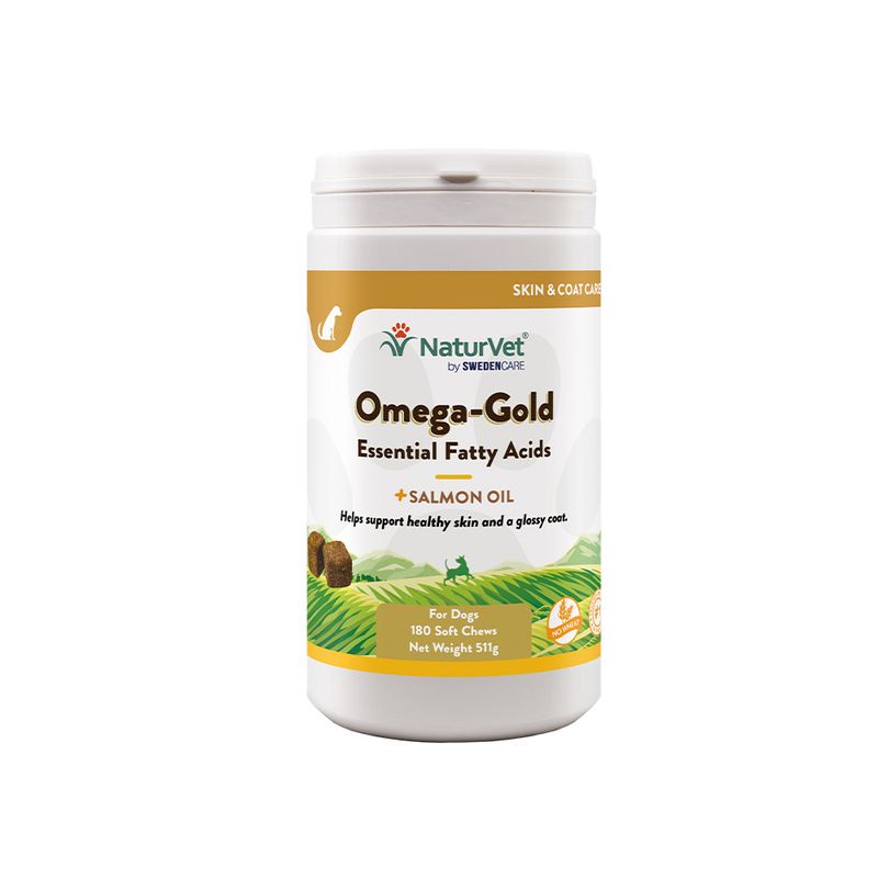 NaturVet Omega Gold Dog Supplements – 90 Chews with Omega-3 & 6