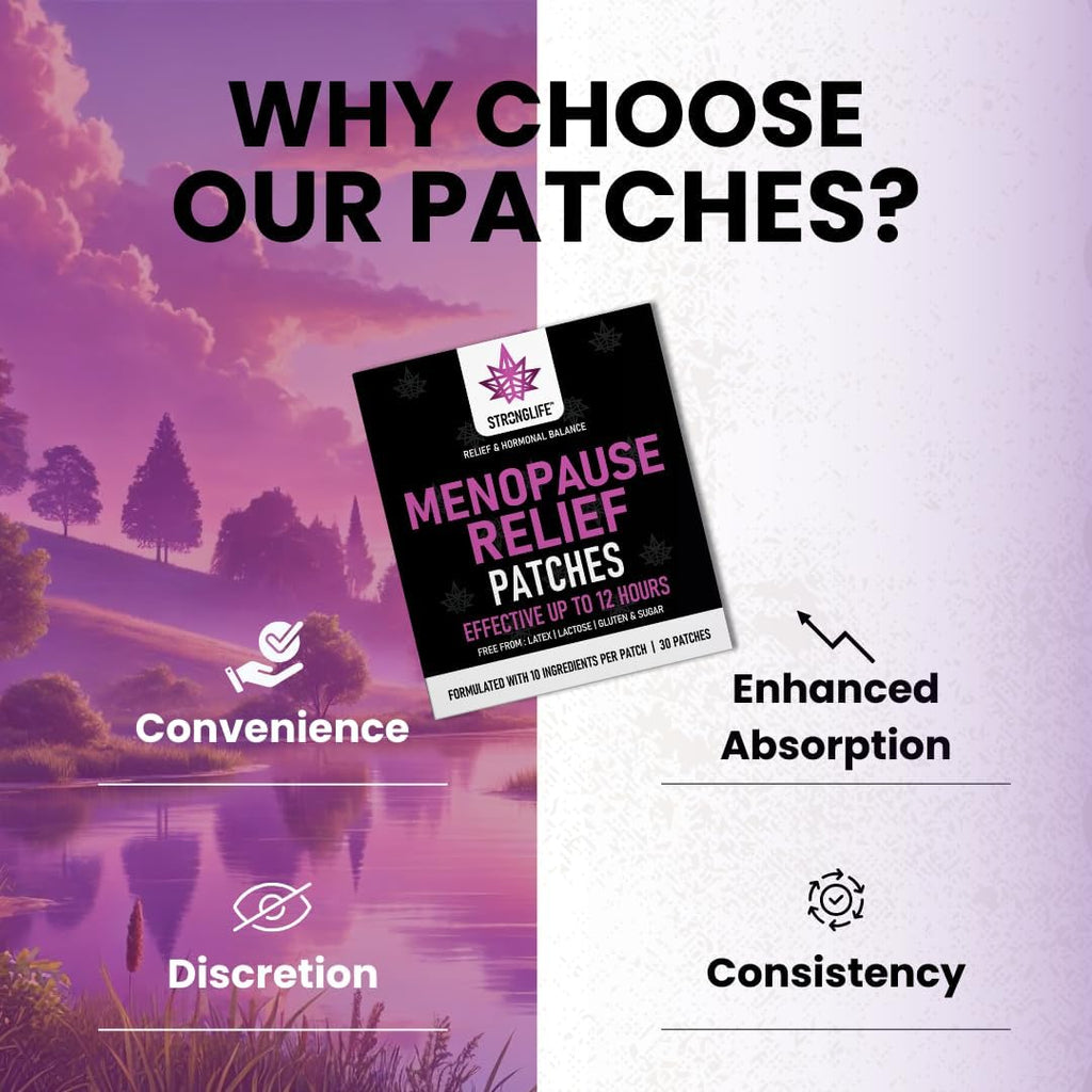 Menopause Supplements Patches – Stronglife Natural 60 Vitamin & Herbal Transdermal Patches for Women – High Absorption, Hormonal Balance - Menopause Relief & Perimenopause Support