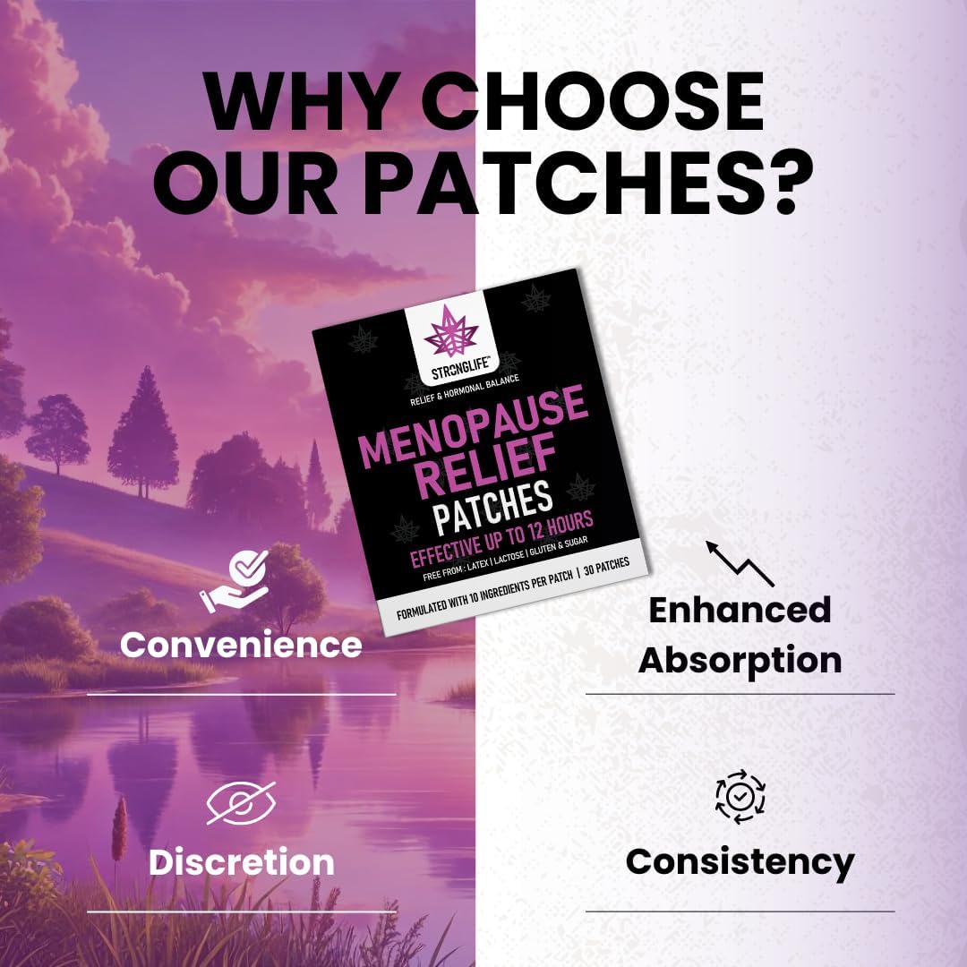 Menopause Supplements Patches – Stronglife Natural 60 Vitamin & Herbal Transdermal Patches for Women – High Absorption, Hormonal Balance - Menopause Relief & Perimenopause Support