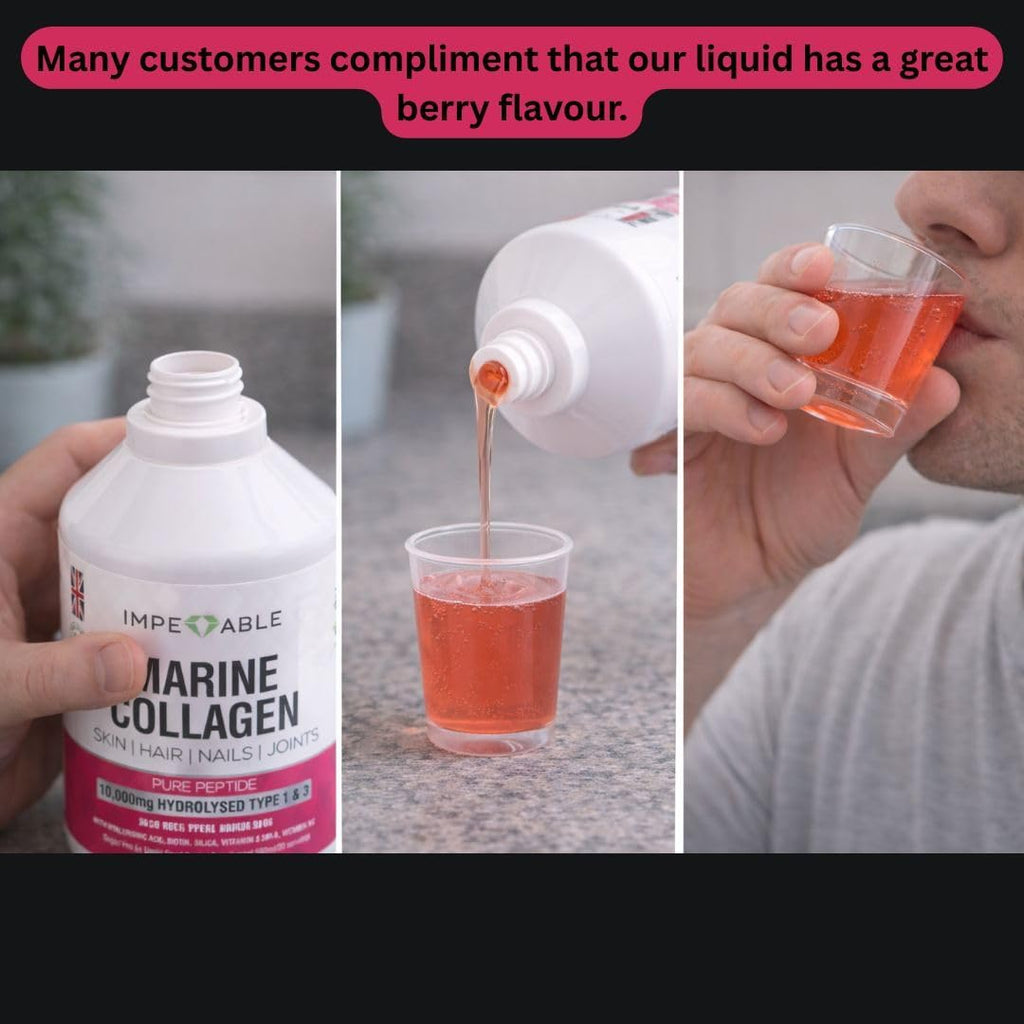IMPECCABLE Liquid Marine Collagen 10,000mg – 500ml, Mixed Berry, Sugar Free