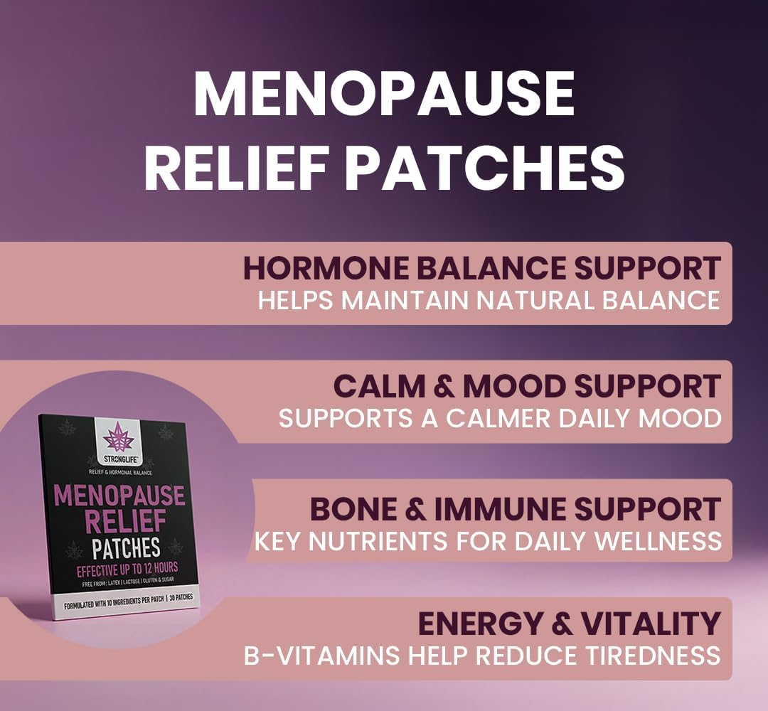 Menopause Supplements Patches – Stronglife Natural 60 Vitamin & Herbal Transdermal Patches for Women – High Absorption, Hormonal Balance - Menopause Relief & Perimenopause Support