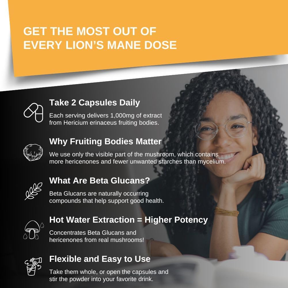 Intelligent Labs Lion’s Mane Mushroom Extract, from the Fruiting Bodies of Hericium Erinaceus, 1000mg per Serving, 120 Capsules, Mycelium and Grain-Free