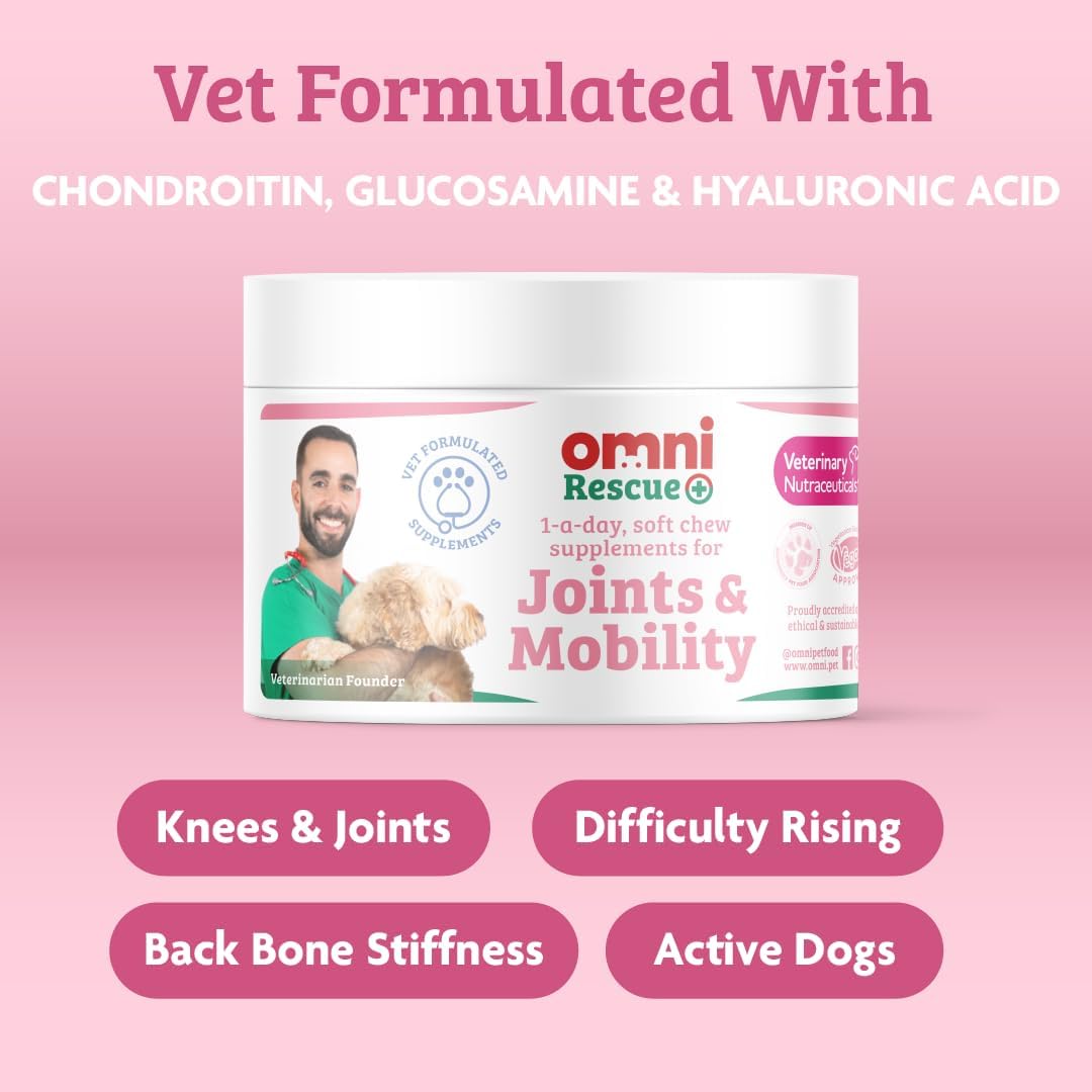 Omni Joint Supplements for Dogs – 30 Chews, Glucosamine, Hyaluronic Acid & Omega-3