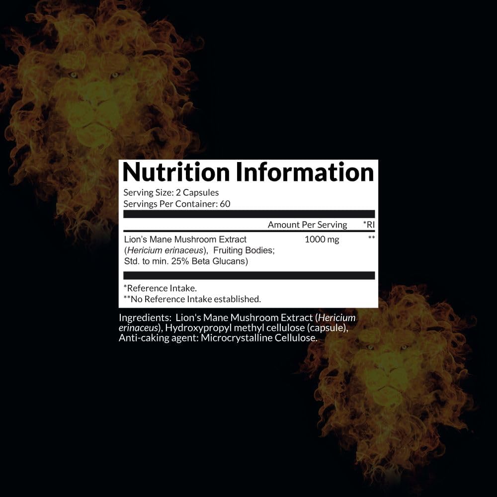 Intelligent Labs Lion’s Mane Mushroom Extract, from the Fruiting Bodies of Hericium Erinaceus, 1000mg per Serving, 120 Capsules, Mycelium and Grain-Free