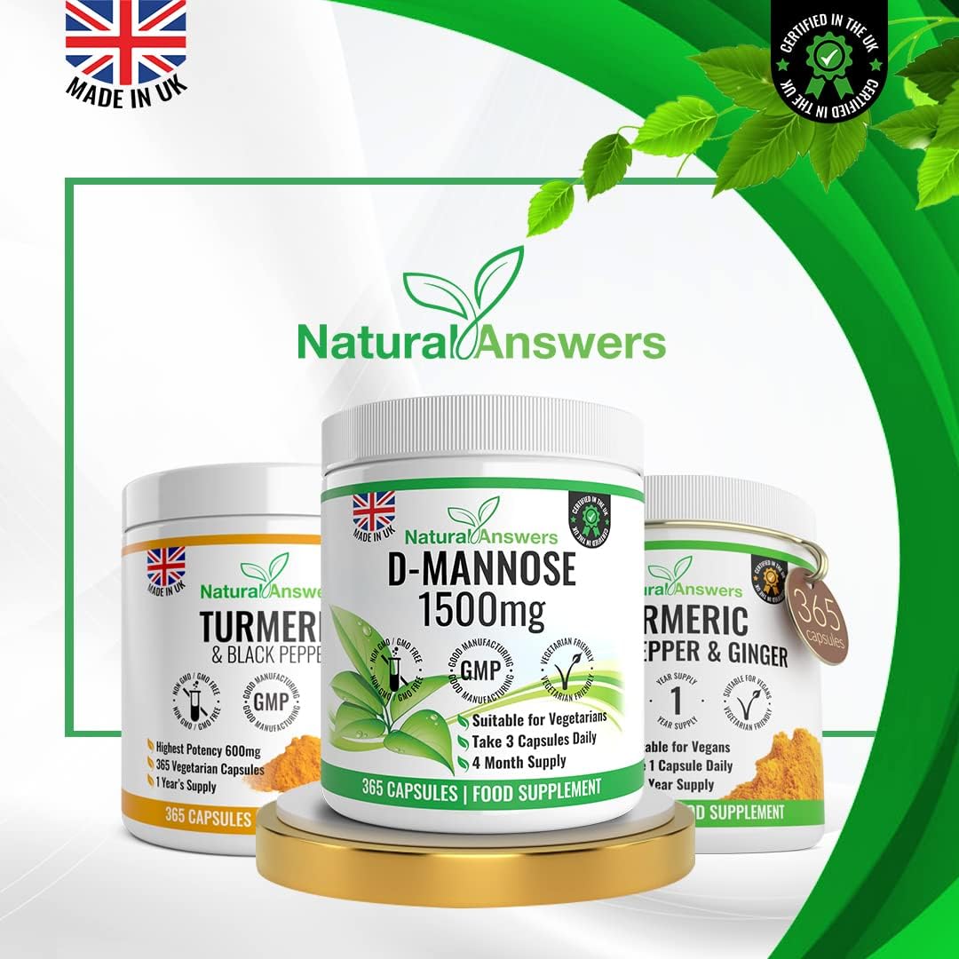 D-Mannose | 365 Capsules | Max Strength 1500mg per Serving - Precision DMannose - Vegetarian Capsules not Tablets or Pills, Made in The UK (365 Count (Pack of 1))