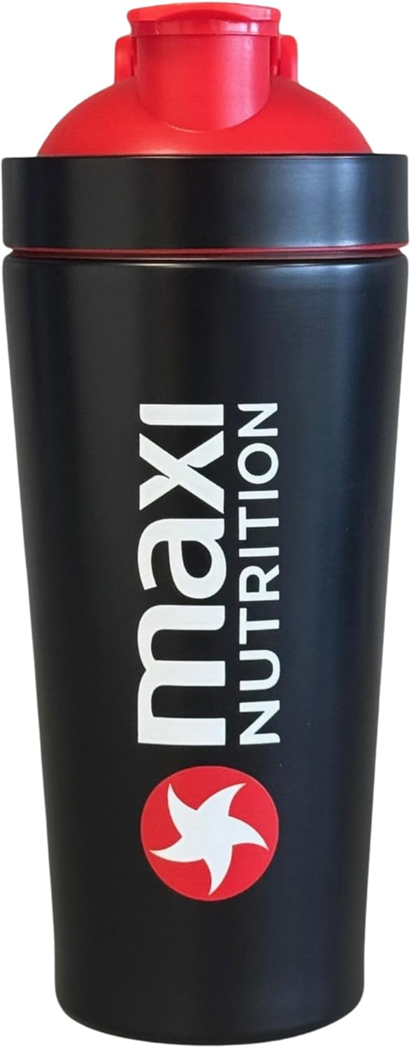MaxiNutrition New Gen Premium Steel Shaker bottle 739ml- Screw Top with a Secure Seal for Shakes - Dishwasher Safe Sports Supplements Shaker. Ideal for Mixing Powdered Shakes & Creatine.