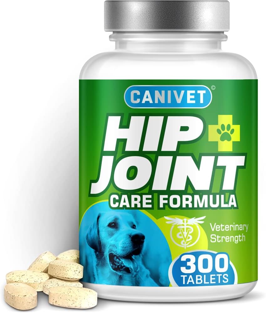 HIP and JOINT Supplements for Dogs | Glucosamine, Green Lipped Mussel, Chondroitin, MSM & Hyaluronic Acid | Mobility Support for Senior Dogs & Stiff Joints | Made in UK | 300 Tablets