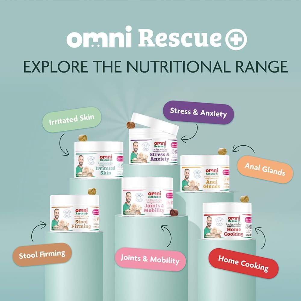 Omni Irritated Skin Relief Supplement - Dragons’ Den Winners, One-a-Day Supplements with Algae to Help Protect and Hydrate the Skin, Allergy Relief for Dogs, 30 Servings, Large 30+ Kg