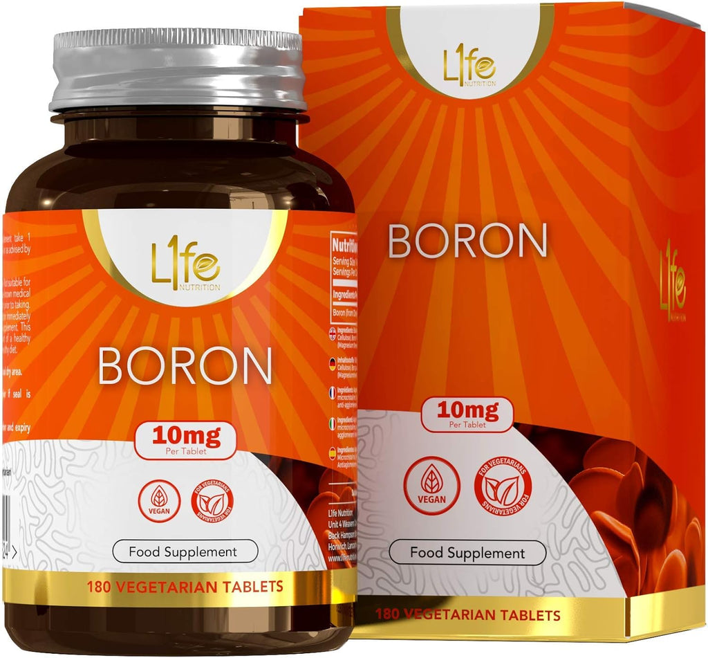 Boron Supplements 10mg – 180 Vegan Tablets, 6 Month Supply, UK Made