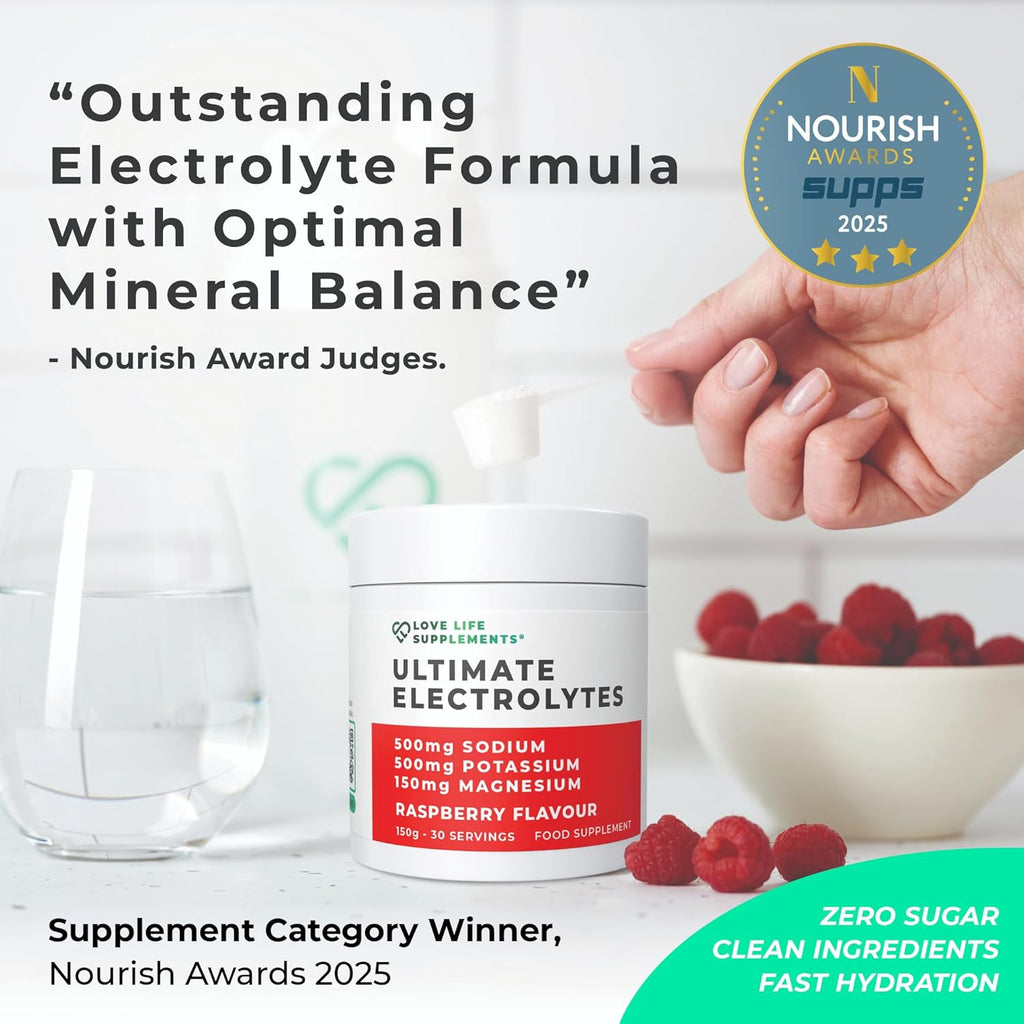 Ultimate Electrolytes Powder, 500mg Sodium, 500mg Potassium, 150mg Magnesium, 30 Servings, Himalayan Salt, Hydration & Rehydration, Watermelon, Zero Sugar, Vegan - Love Life Supplements