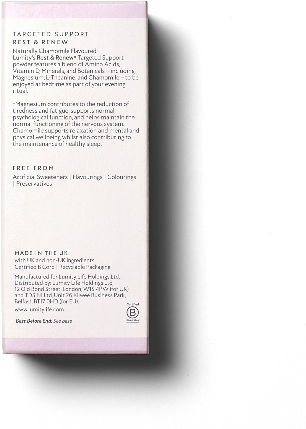 Lumity Rest & Renew Magnesium for Sleep, Magnesium Glycinate, Bisglycinate & Glycine Supplements with L Theanine, Amino Acids & Chamomile for Relaxation & Sleep Quality for Sleep Aid (14 5g Sachets)