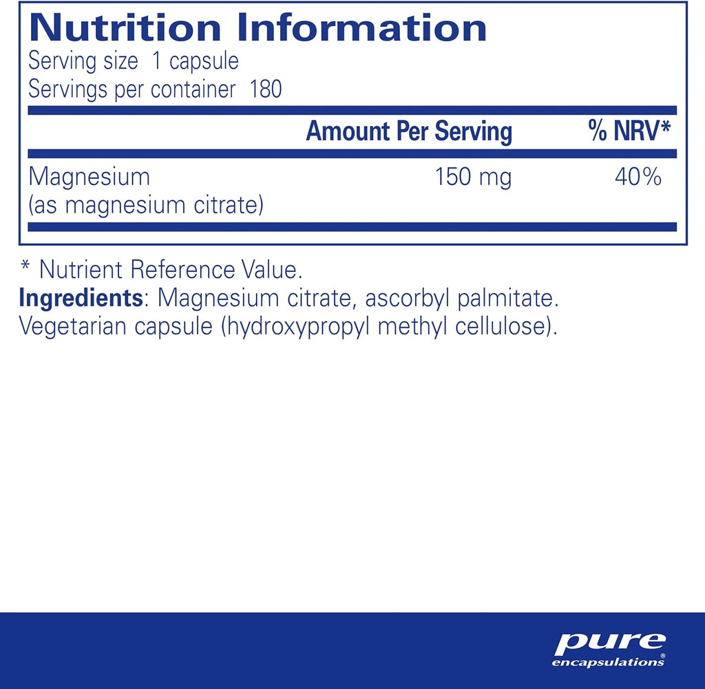 Pure Encapsulations Magnesium Citrate 150mg – 180 Capsules