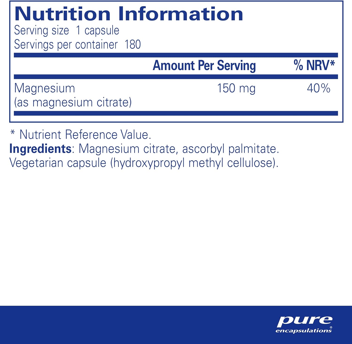Pure Encapsulations Magnesium Citrate 150mg – 180 Capsules
