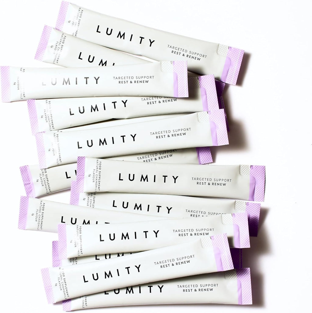 Lumity Rest & Renew Magnesium for Sleep, Magnesium Glycinate, Bisglycinate & Glycine Supplements with L Theanine, Amino Acids & Chamomile for Relaxation & Sleep Quality for Sleep Aid (14 5g Sachets)