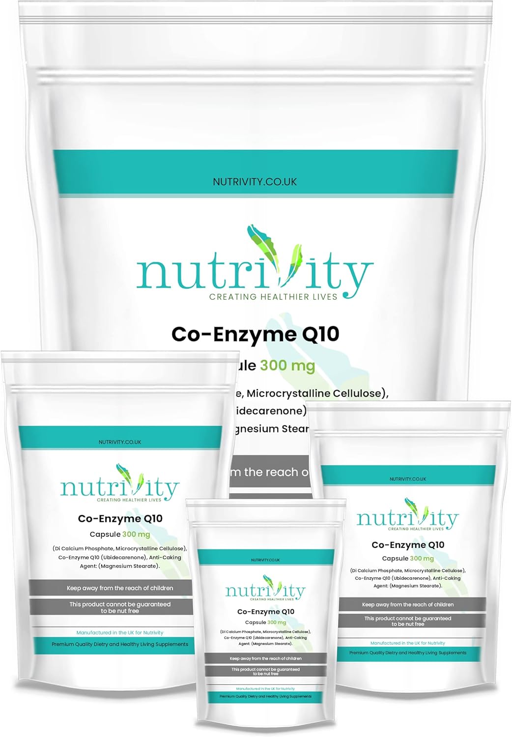 CoQ10 300mg | 60 Vegan Capsules | 2 Month Supply | High Strength Naturally Fermented Ubiquinone CoQ10 | High Absorption Antioxidant Immune Support | UK GMP Made | Nutrivity