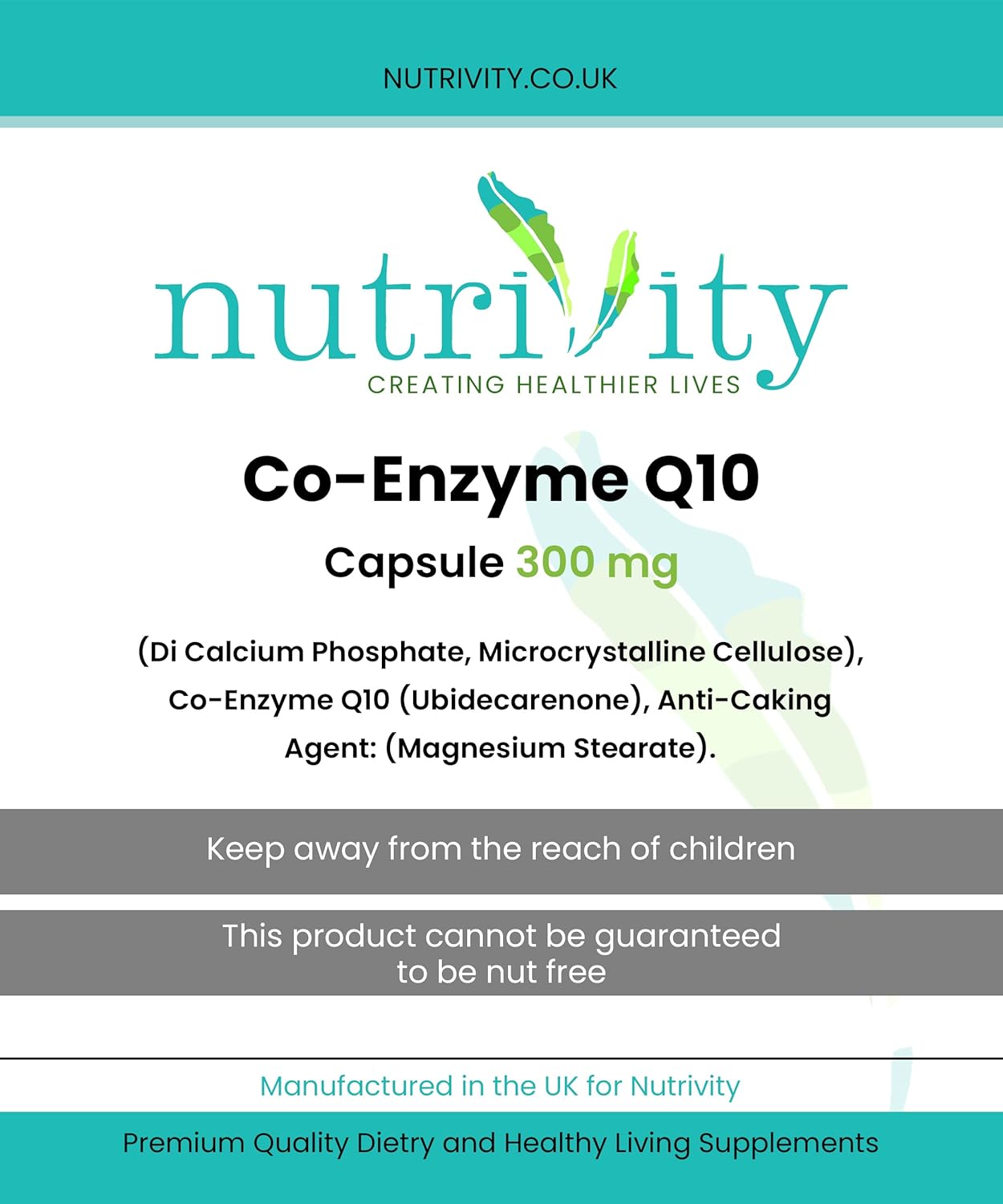 CoQ10 300mg | 60 Vegan Capsules | 2 Month Supply | High Strength Naturally Fermented Ubiquinone CoQ10 | High Absorption Antioxidant Immune Support | UK GMP Made | Nutrivity