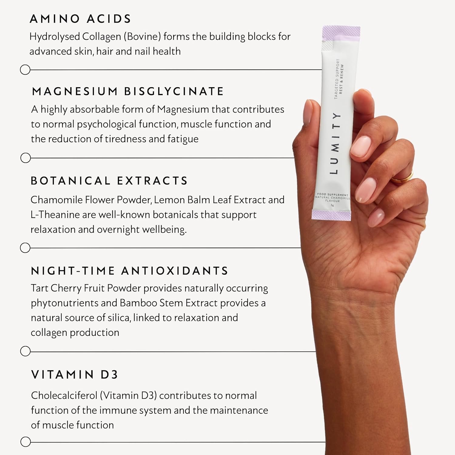 Lumity Rest & Renew Magnesium for Sleep, Magnesium Glycinate, Bisglycinate & Glycine Supplements with L Theanine, Amino Acids & Chamomile for Relaxation & Sleep Quality for Sleep Aid (14 5g Sachets)