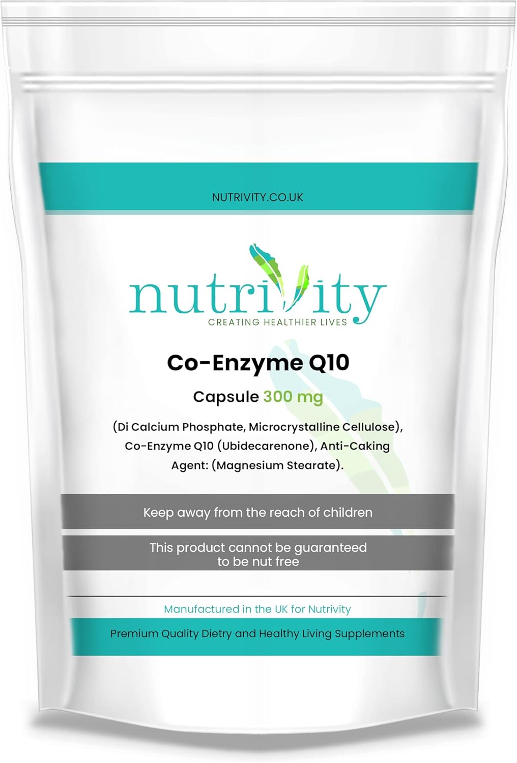 CoQ10 300mg | 60 Vegan Capsules | 2 Month Supply | High Strength Naturally Fermented Ubiquinone CoQ10 | High Absorption Antioxidant Immune Support | UK GMP Made | Nutrivity
