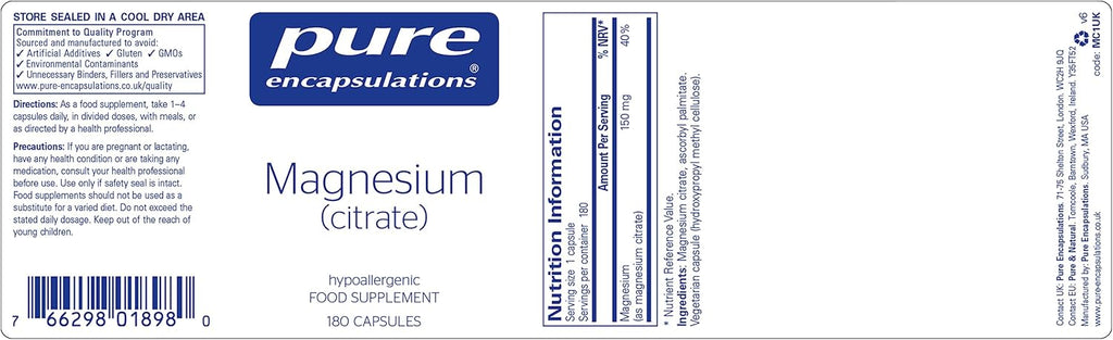 Pure Encapsulations Magnesium Citrate 150mg – 180 Capsules
