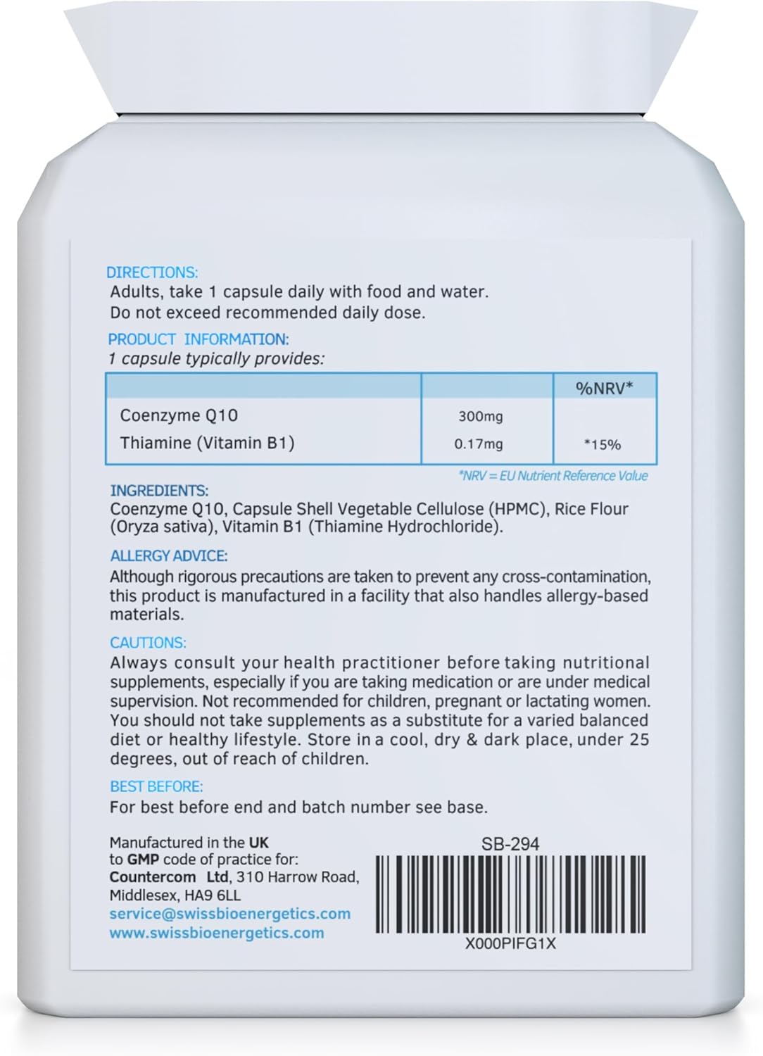 Co Enzyme Q10 CoQ10 300mg 60 Capsules - Superior Naturally Fermented Trans Form