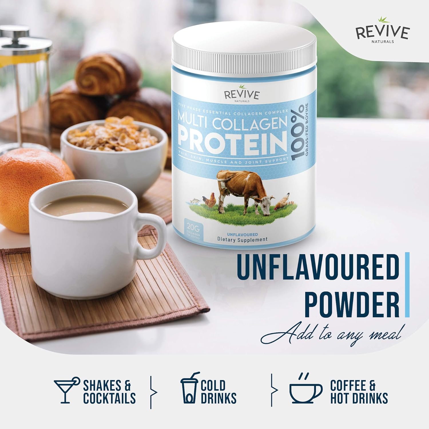 Multi Collagen Protein Powder 400g – 5 Types, Grass-Fed & Wild-Caught
