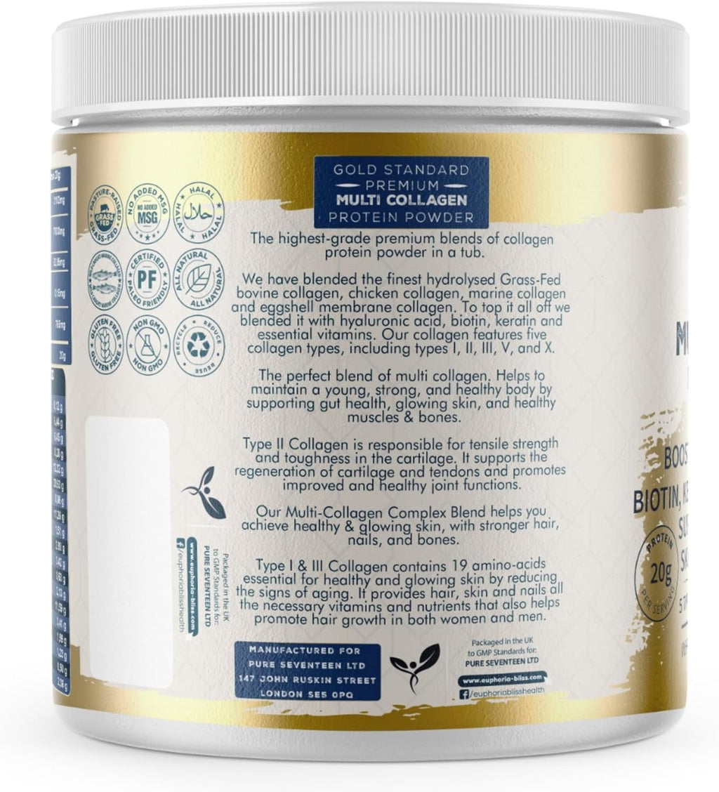 Multi Collagen Powder 500g – Biotin, Hyaluronic Acid & Vitamin C