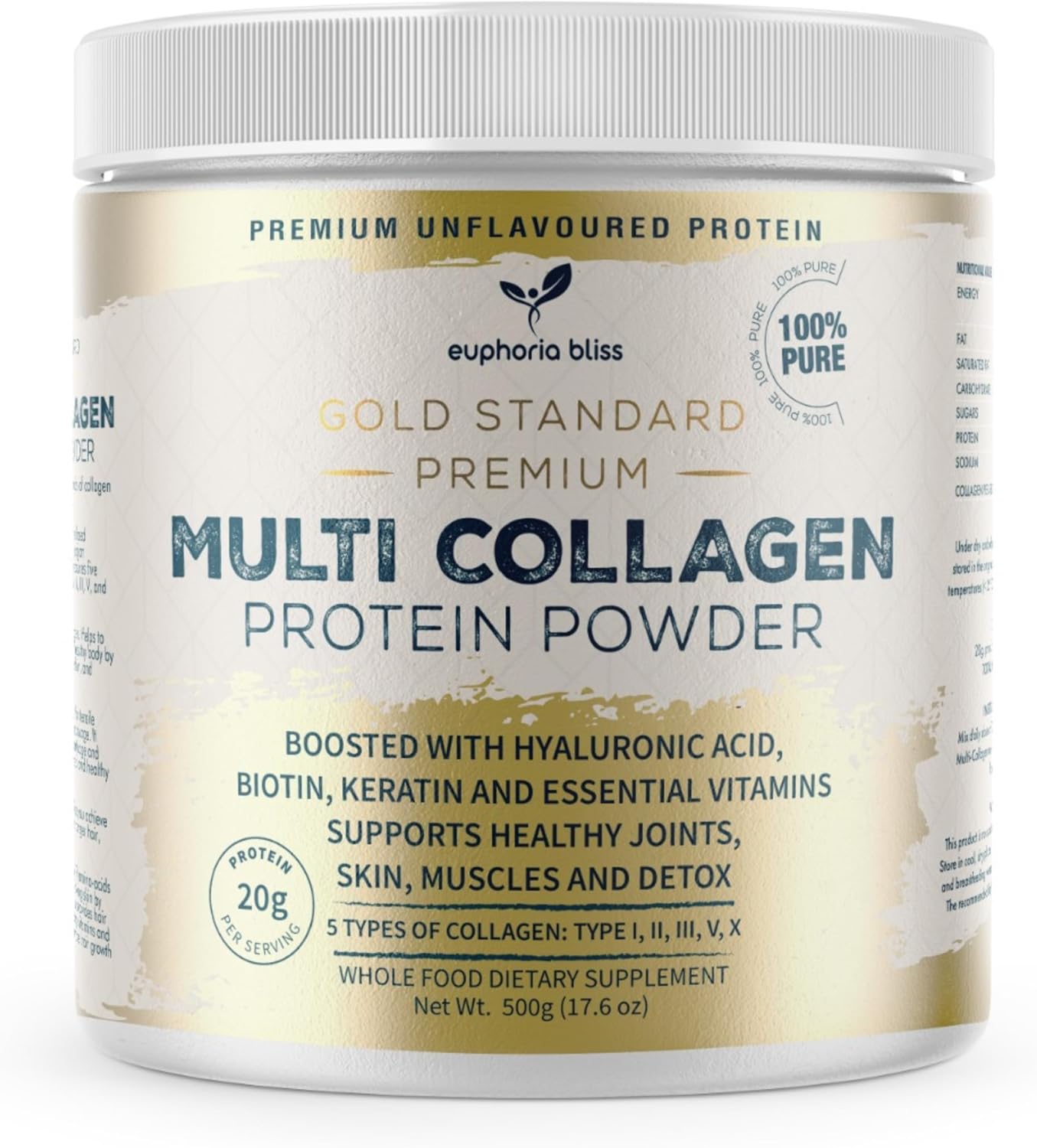 Multi Collagen Powder 500g – Biotin, Hyaluronic Acid & Vitamin C
