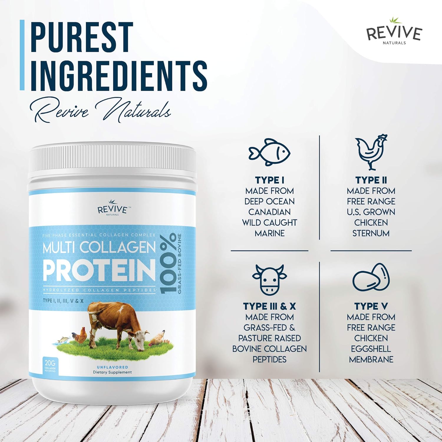 Multi Collagen Protein Powder 400g – 5 Types, Grass-Fed & Wild-Caught