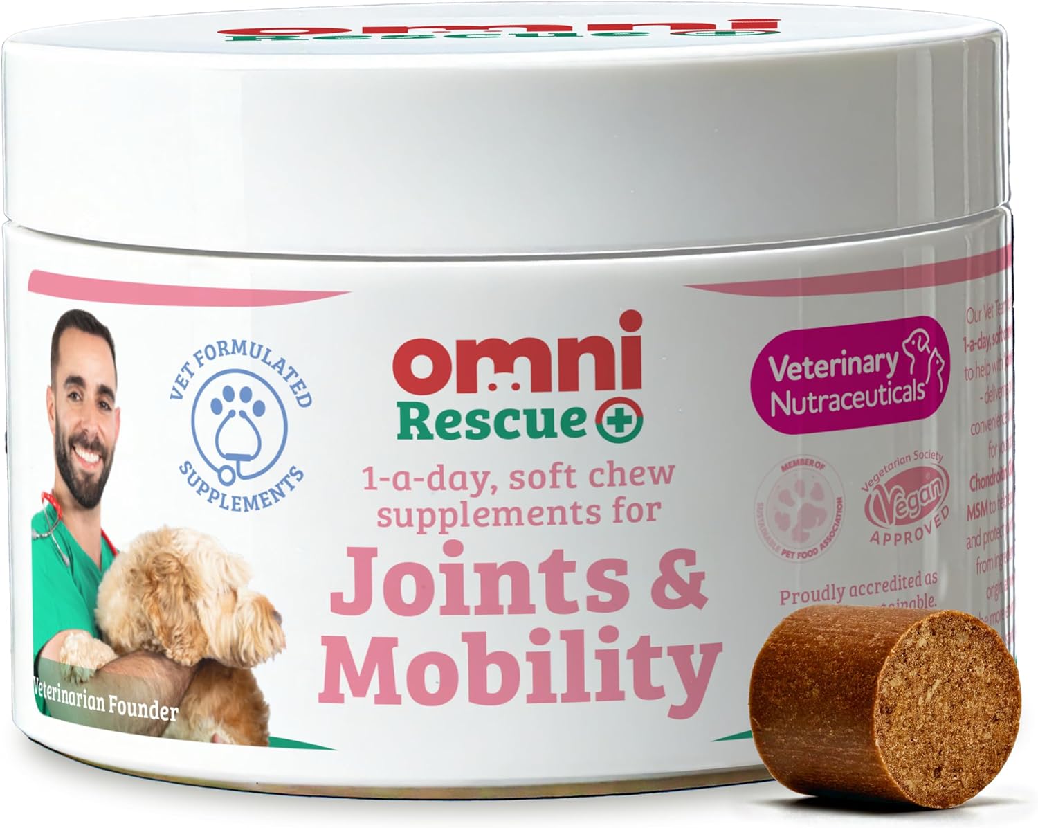 Omni Joint Supplements for Dogs – 30 Chews, Glucosamine, Hyaluronic Acid & Omega-3