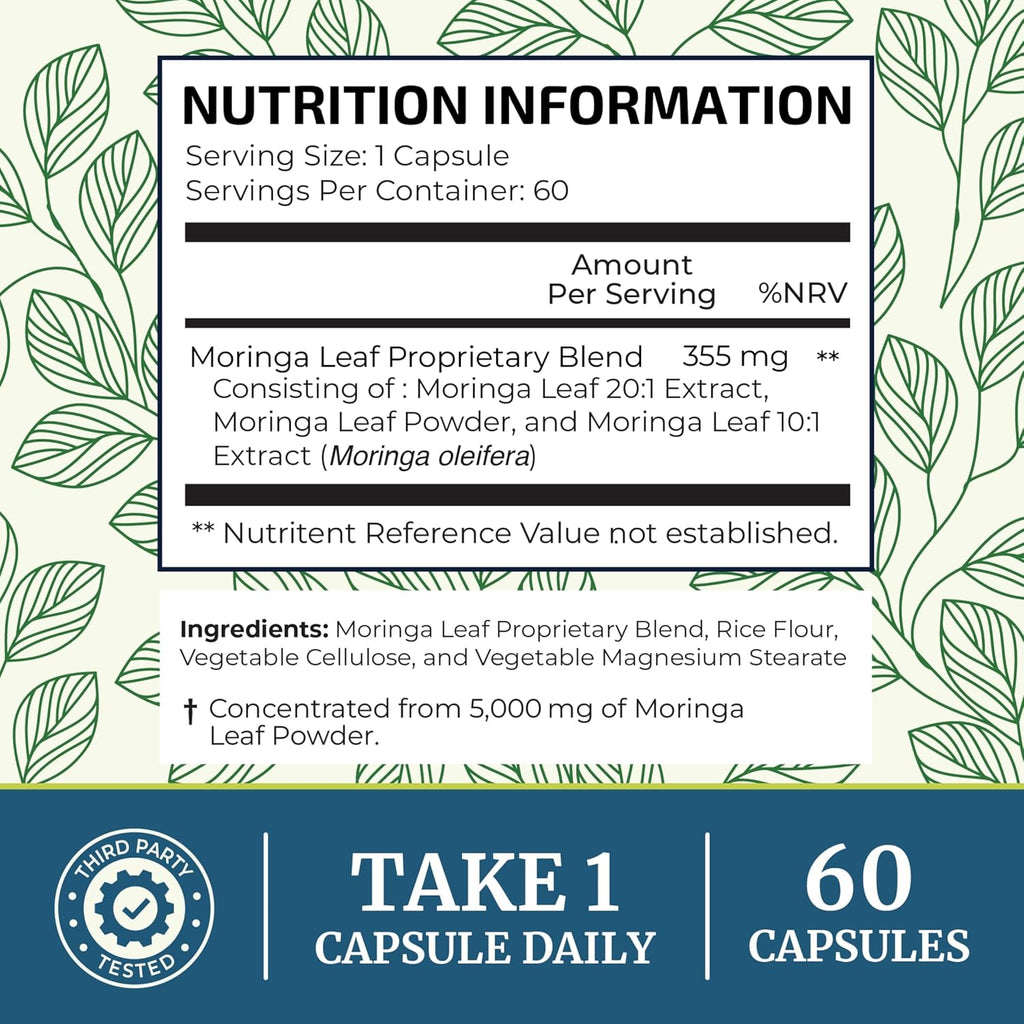 Moringa Capsules 5000mg – Natural Energy & Immune Support