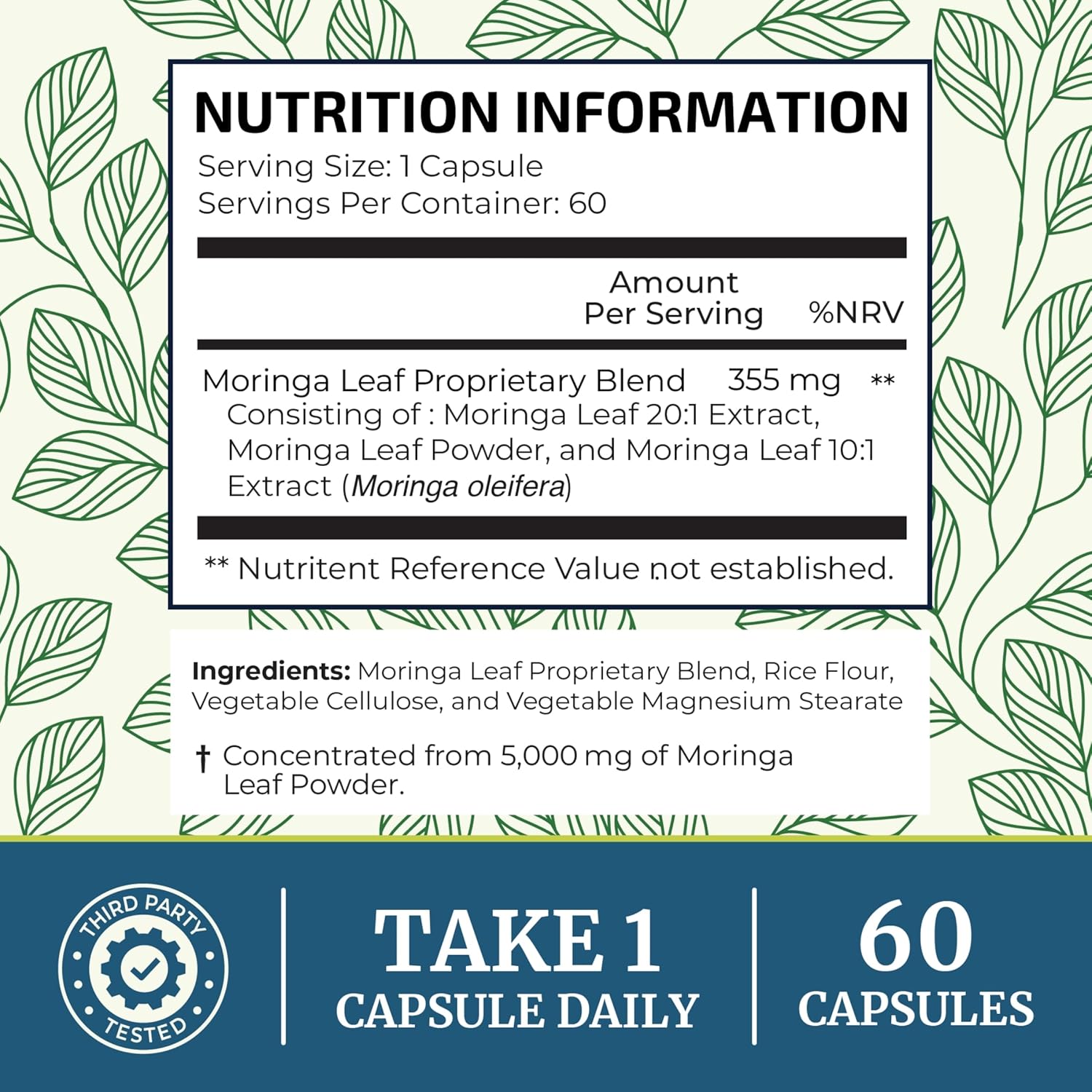 Moringa Capsules 5000mg – Natural Energy & Immune Support
