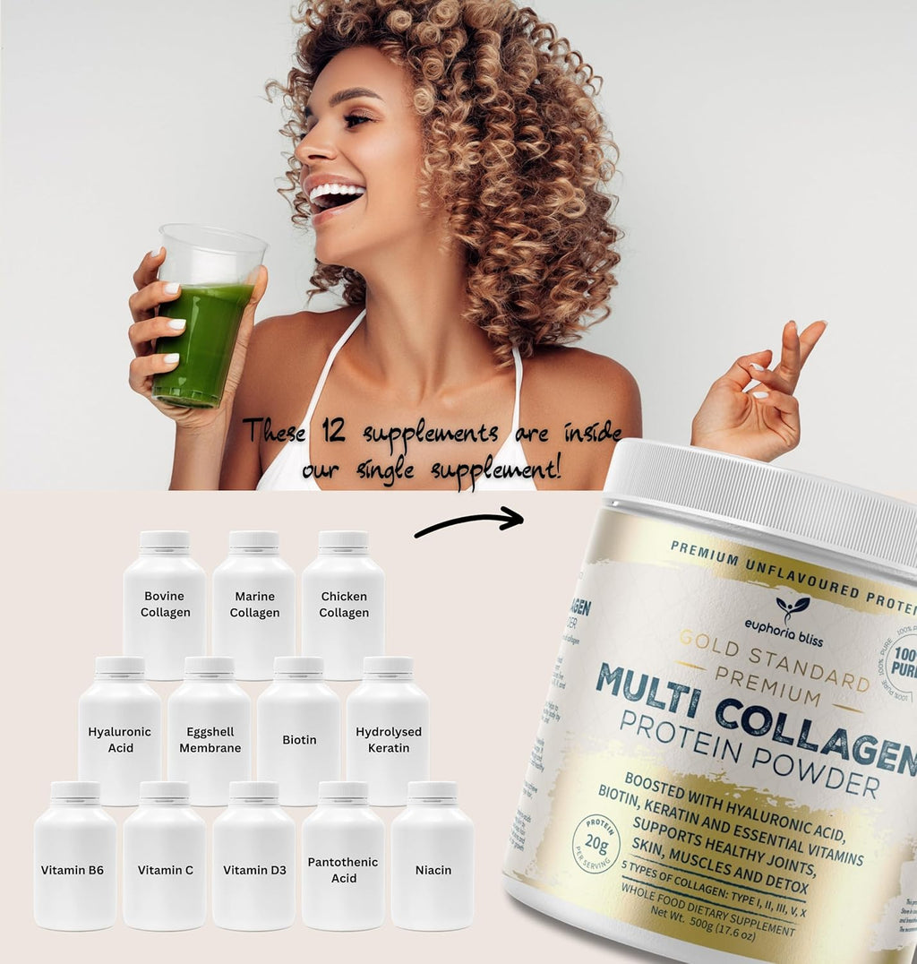 Multi Collagen Powder 500g – Biotin, Hyaluronic Acid & Vitamin C