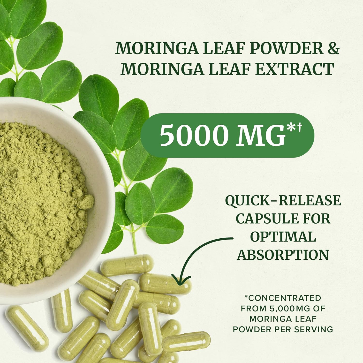 Moringa Capsules 5000mg – Natural Energy & Immune Support