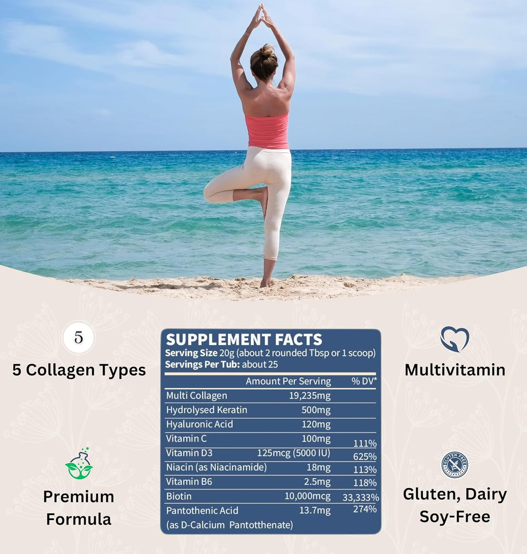 Multi Collagen Powder 500g – Biotin, Hyaluronic Acid & Vitamin C