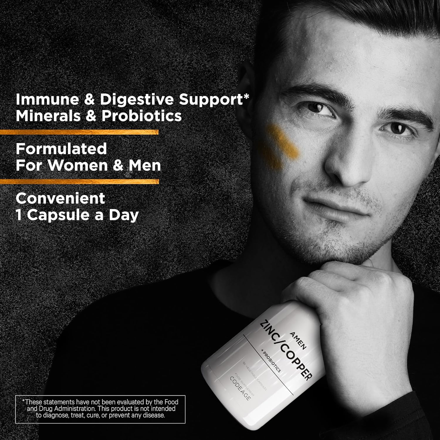Zinc & Copper + Probiotics – 90 Capsules, 3 Month Supply, Vegan