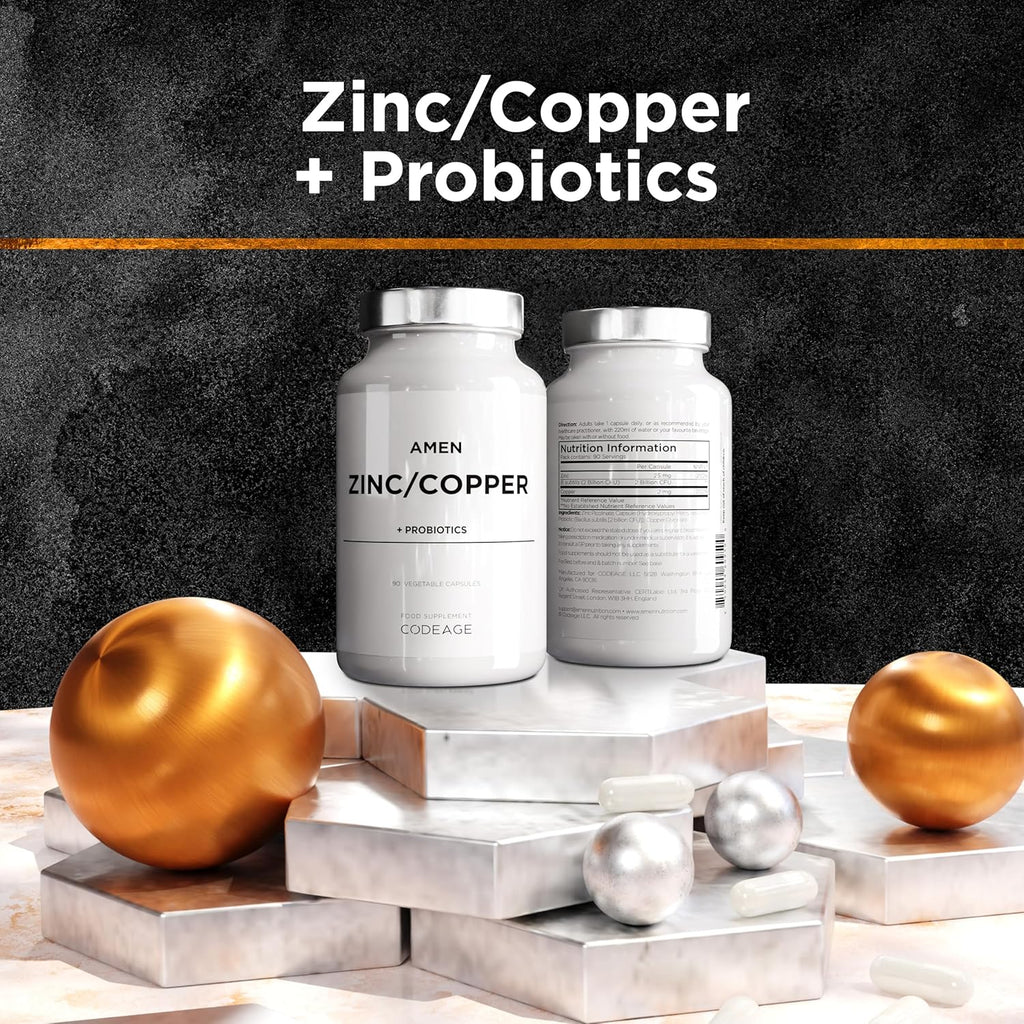 Zinc & Copper + Probiotics – 90 Capsules, 3 Month Supply, Vegan