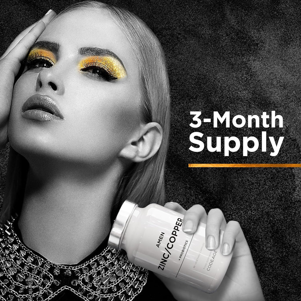 Zinc & Copper + Probiotics – 90 Capsules, 3 Month Supply, Vegan
