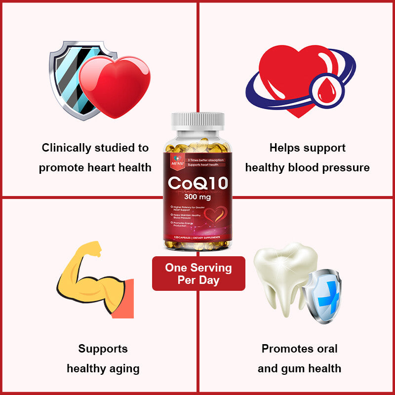 CoQ10 Coenzyme Q10 300mg – 120 Capsules, Heart & Energy Antioxidant