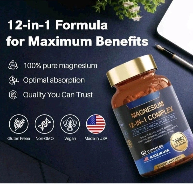 Magnesium 12 in 1 Complex 700mg Glycinate Citrate Malate Taurate