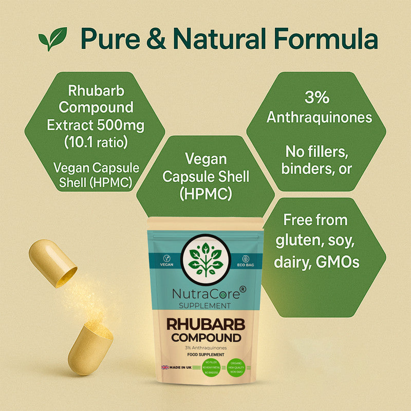 Rhubarb Compound Capsule 5000mg (3%Anthraquinones)-Weight Control, 100% Vegan
